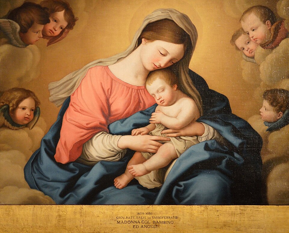 Giovanni Battista Salvi da Sassoferrato: Madonna mit Kind und Engeln (1674; Wikimedia Commons)